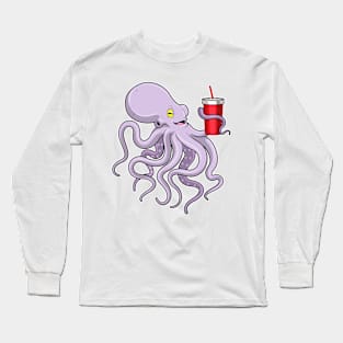 Octopus with Drinking mug Long Sleeve T-Shirt